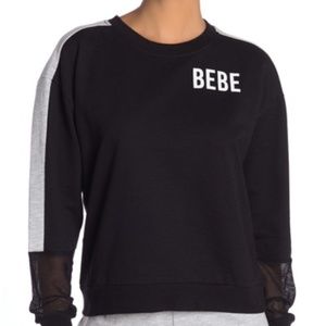 bebe – Mesh Sleeve Cropped Pullover - Size L